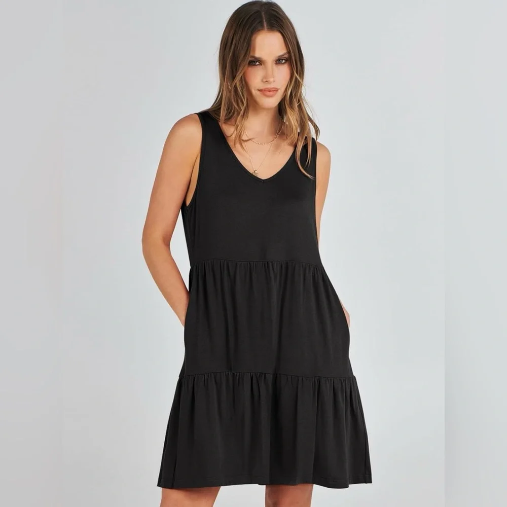 ANRABESS Womens Casual Tank Dress Sleeveless V Neck T Shirt Sundress Medium - Picture 8 of 11